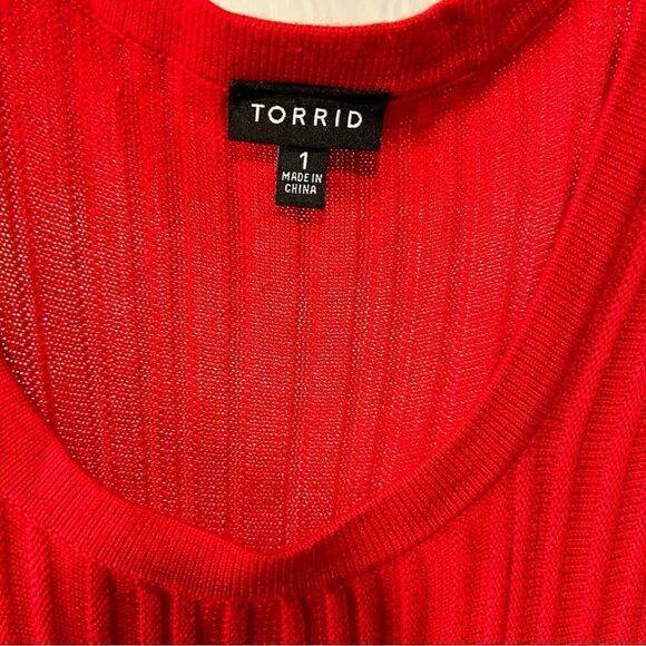 Torrid Cherry Red Ribbed Knit Sweater Short sleeves Dress - Picture 7 of 11